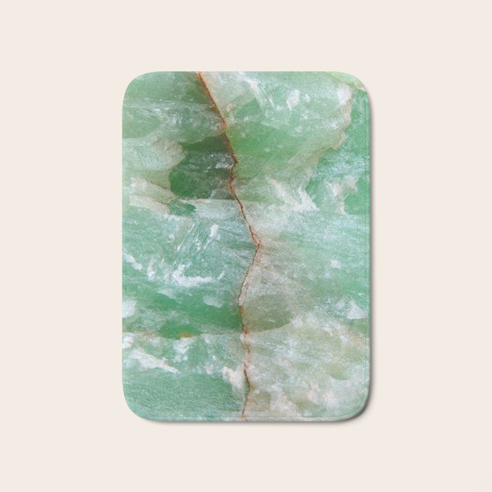 Crystalized Pale Green Quartz Slab with Copper Vein Bath Mat Gallery Image 1