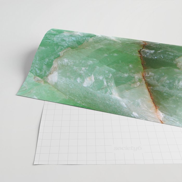 Crystalized Pale Green Quartz Slab with Copper Vein Wrapping Paper Gallery Image 2