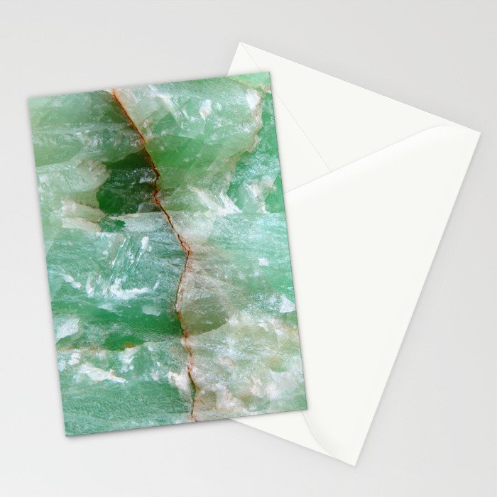 Crystalized Pale Green Quartz Slab with Copper Vein Stationery Card Gallery Image 2