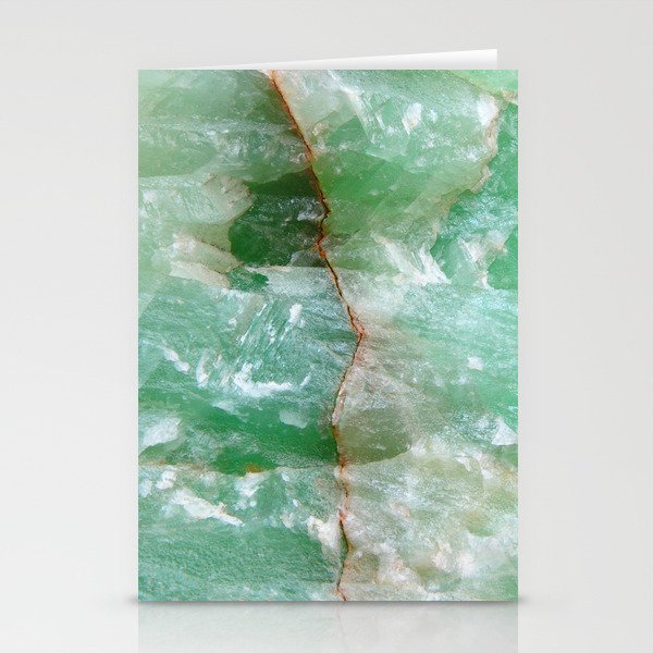 Crystalized Pale Green Quartz Slab with Copper Vein Stationery Card Gallery Image 2