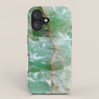 Crystalized Pale Green Quartz Slab with Copper Vein iPhone Case Gallery Image 1