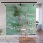 Crystalized Pale Green Quartz Slab with Copper Vein Wall Mural Gallery Image 1