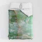 Crystalized Pale Green Quartz Slab with Copper Vein Duvet Cover Gallery Image 6