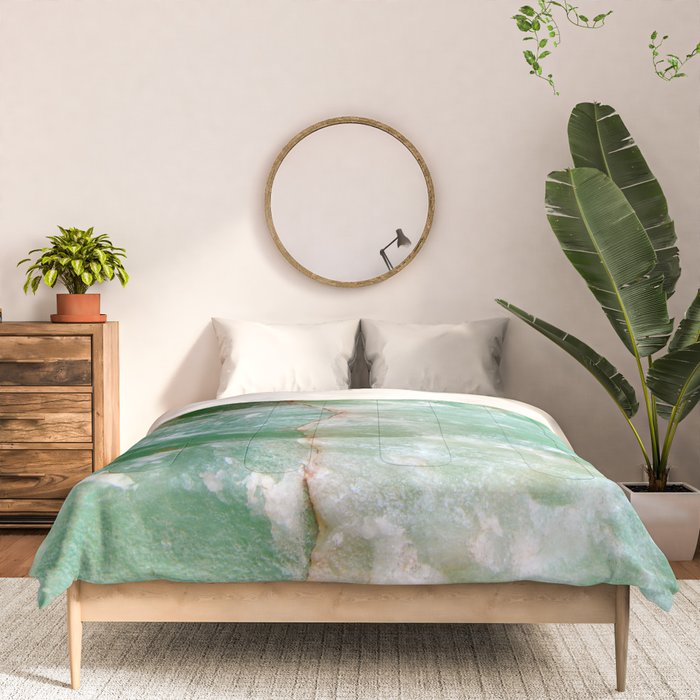 Crystalized Pale Green Quartz Slab with Copper Vein Comforter Gallery Image 3