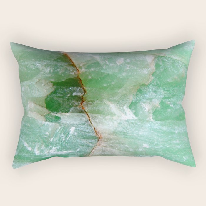 Crystalized Pale Green Quartz Slab with Copper Vein Rectangular Pillow Gallery Image 2