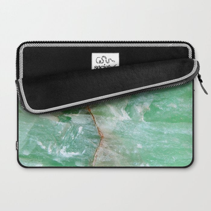Crystalized Pale Green Quartz Slab with Copper Vein Laptop Sleeve Gallery Image 2