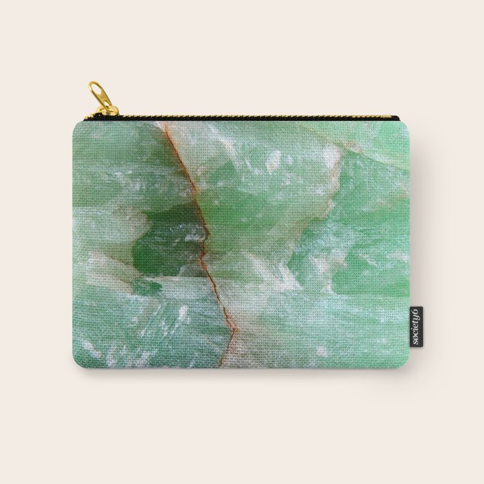 Crystalized Pale Green Quartz Slab with Copper Vein Carry All Pouch Gallery Image 1
