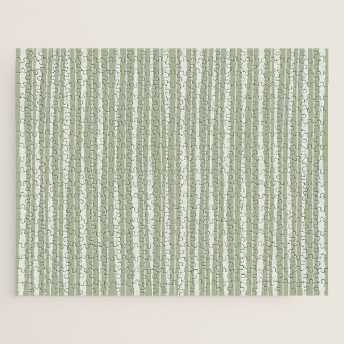 Organic Watercolor Striped Pattern in Sage Jigsaw Puzzle Gallery Image 1
