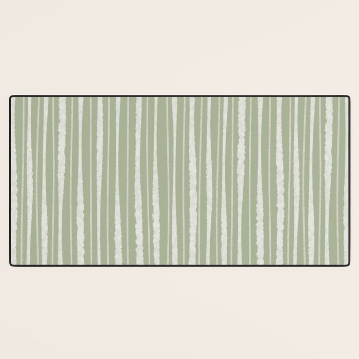 Organic Watercolor Striped Pattern in Sage Desk Mat Gallery Image 3