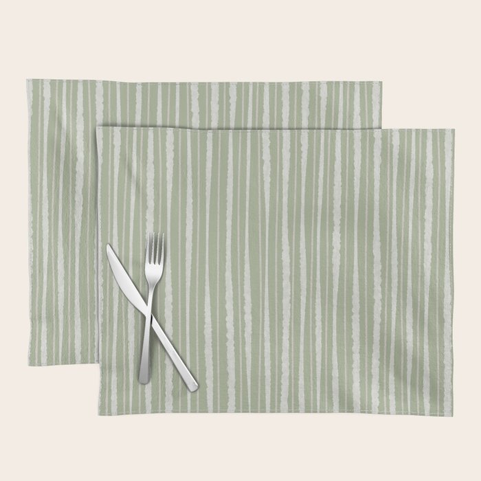 Organic Watercolor Striped Pattern in Sage Placemat Gallery Image 1