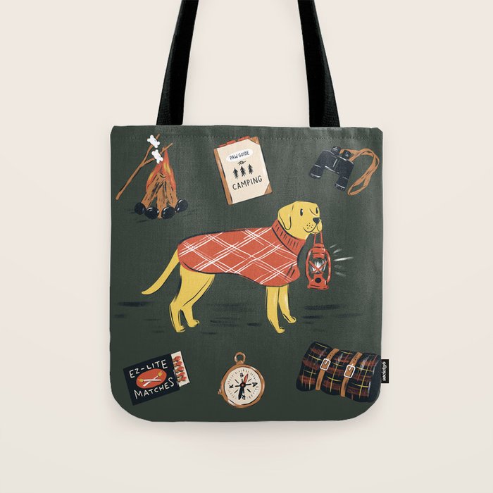 Vintage Camping Labrador Dog  Tote Bag Gallery Image 1