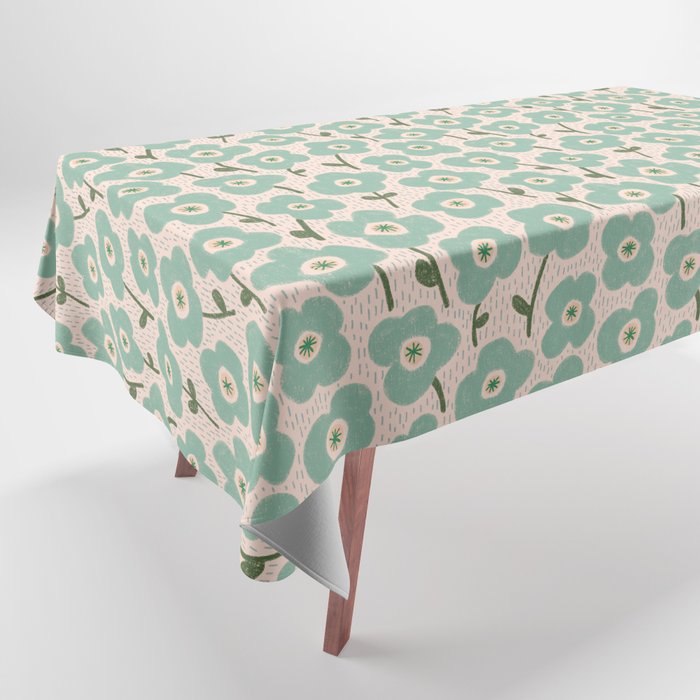 Little flowers aqua Tablecloth Gallery Image 1