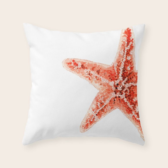 Coastal. Star Fish. Watercolor. Throw Pillow Gallery Image 6