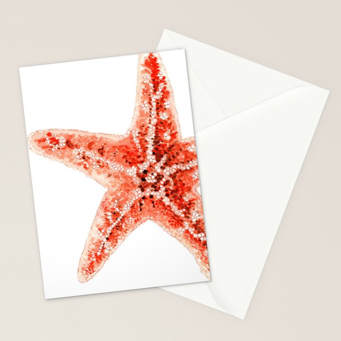 Coastal. Star Fish. Watercolor. Stationery Card Gallery Image 2