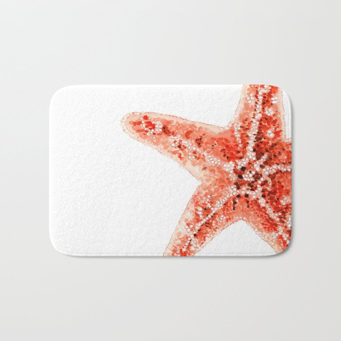 Coastal. Star Fish. Watercolor. Bath Mat Gallery Image 1