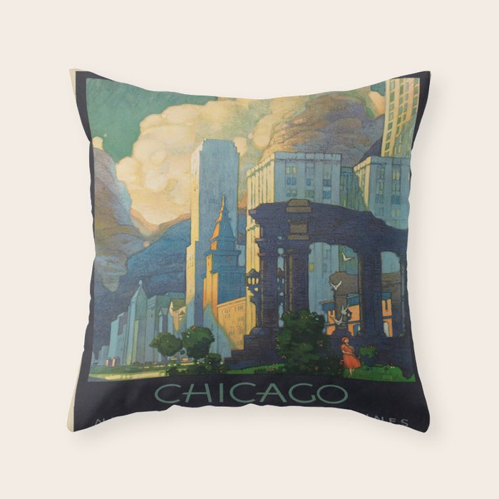 Vintage poster - Chicago Throw Pillow Gallery Image 6