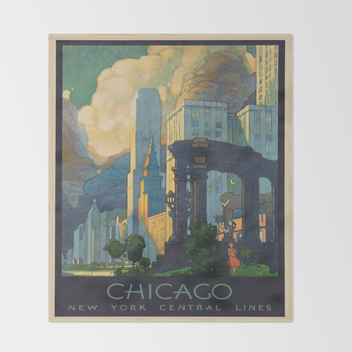 Vintage poster - Chicago Throw Blanket Gallery Image 2