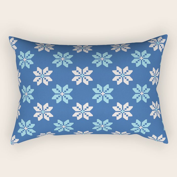 Contrasting Blues: Bethlehem Star Mosaic Rectangular Pillow Gallery Image 2