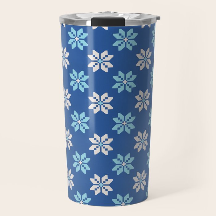 Contrasting Blues: Bethlehem Star Mosaic Travel Mug Gallery Image 1