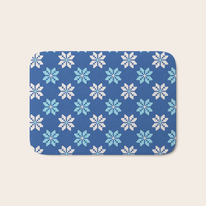 Contrasting Blues: Bethlehem Star Mosaic Bath Mat Gallery Image 1