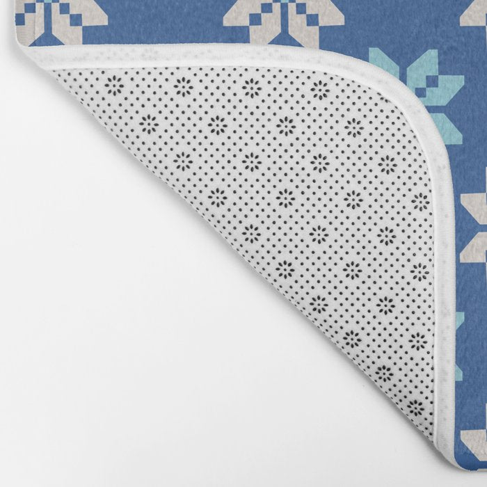 Contrasting Blues: Bethlehem Star Mosaic Bath Mat Gallery Image 2