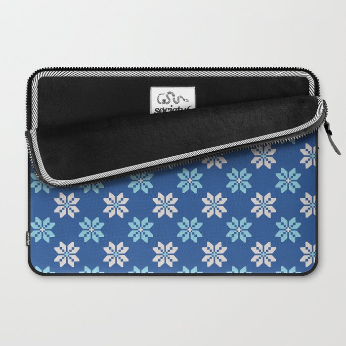 Contrasting Blues: Bethlehem Star Mosaic Laptop Sleeve Gallery Image 2
