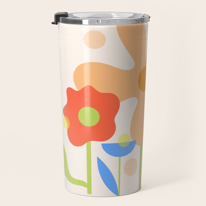 Abstract flowers composition in pink and blue Travel Mug Gallery Image 3