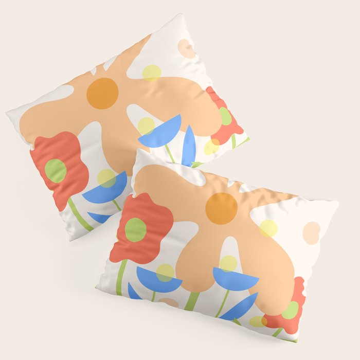 Abstract flowers composition in pink and blue Pillow Sham Gallery Image 3