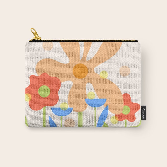 Abstract flowers composition in pink and blue Carry All Pouch Gallery Image 1