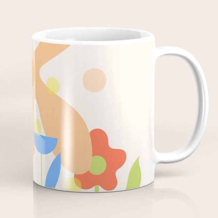 Abstract flowers composition in pink and blue Coffee Mug Gallery Image 1