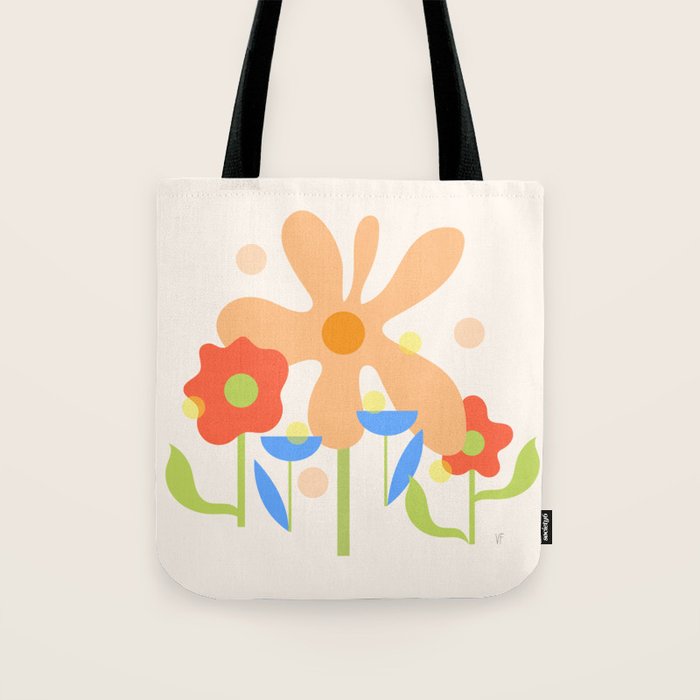Abstract flowers composition in pink and blue Tote Bag Gallery Image 1