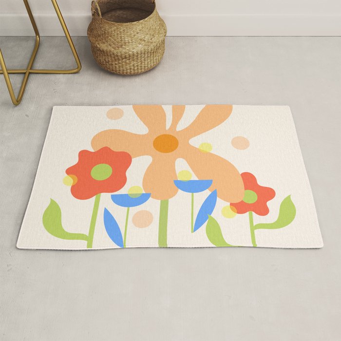 Abstract flowers composition in pink and blue Rug Gallery Image 1