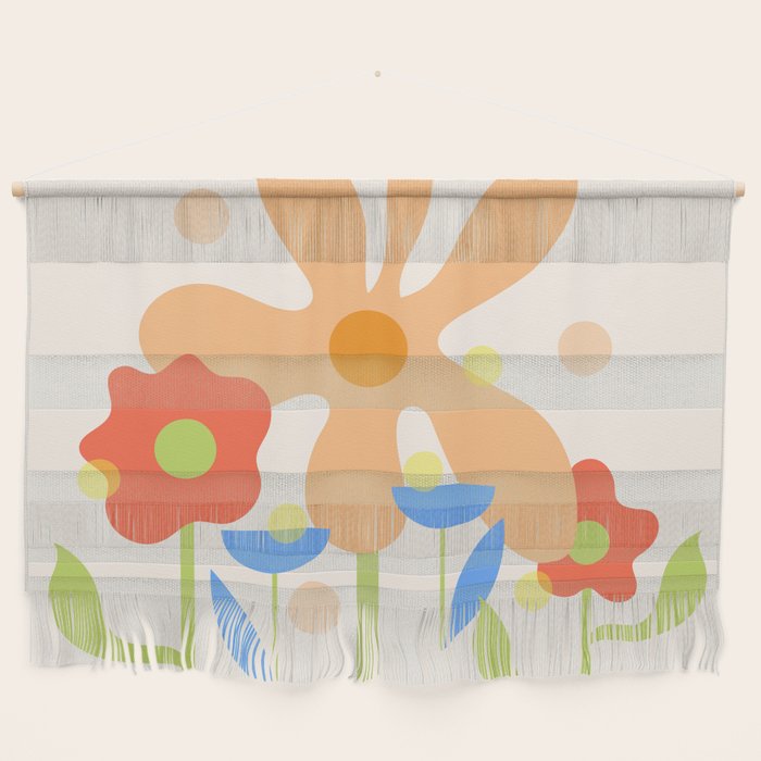 Abstract flowers composition in pink and blue Wall Hanging Gallery Image 1