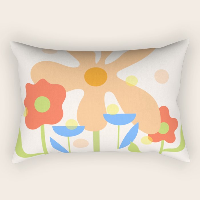 Abstract flowers composition in pink and blue Rectangular Pillow Gallery Image 1