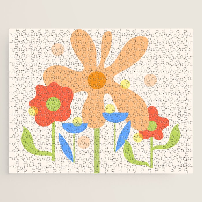 Abstract flowers composition in pink and blue Jigsaw Puzzle Gallery Image 1