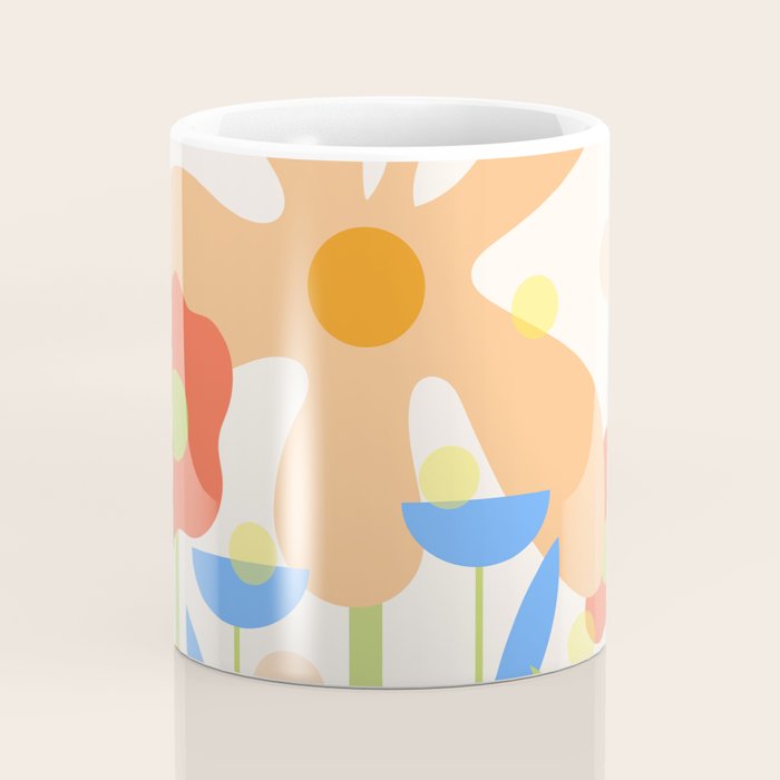 Abstract flowers composition in pink and blue Coffee Mug Gallery Image 4