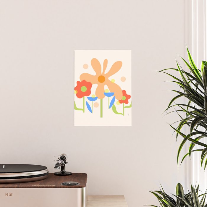 Abstract flowers composition in pink and blue Poster Gallery Image 2