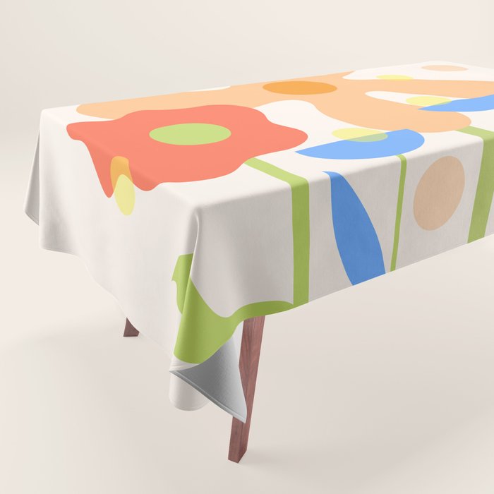 Abstract flowers composition in pink and blue Tablecloth Gallery Image 1