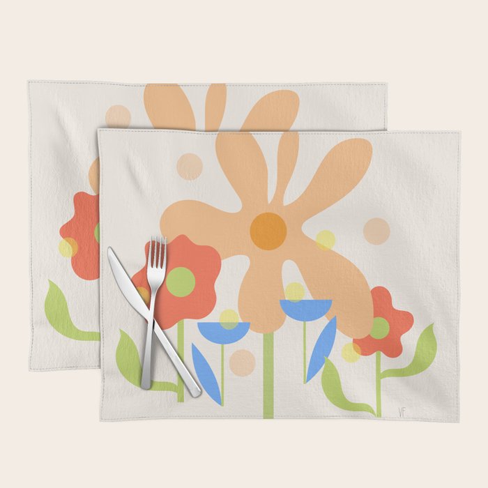 Abstract flowers composition in pink and blue Placemat Gallery Image 1