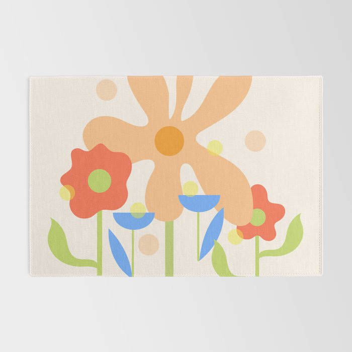 Abstract flowers composition in pink and blue Rug Gallery Image 2