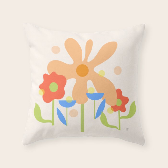 Abstract flowers composition in pink and blue Throw Pillow Gallery Image 6