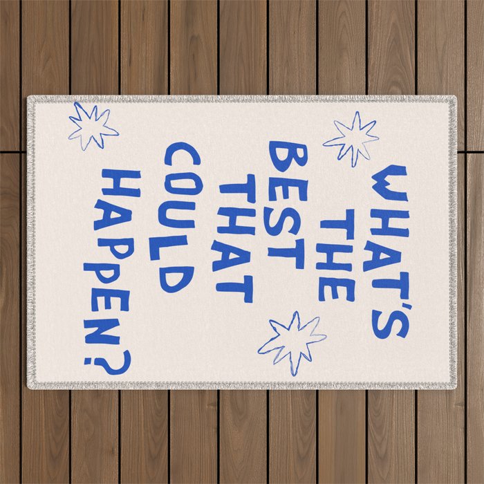What's The Best That Could Happen in Blue and Linen White Outdoor Rug Gallery Image 1