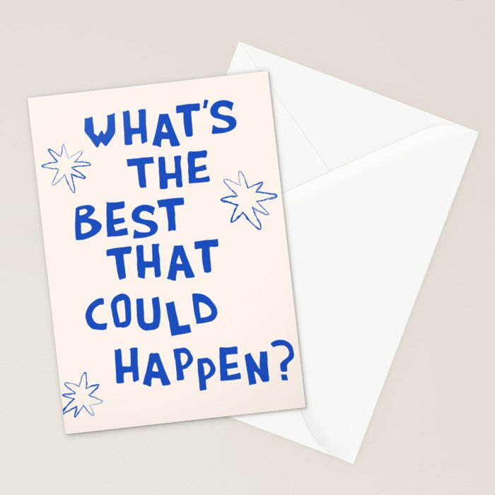 What's The Best That Could Happen in Blue and Linen White Stationery Card Gallery Image 2