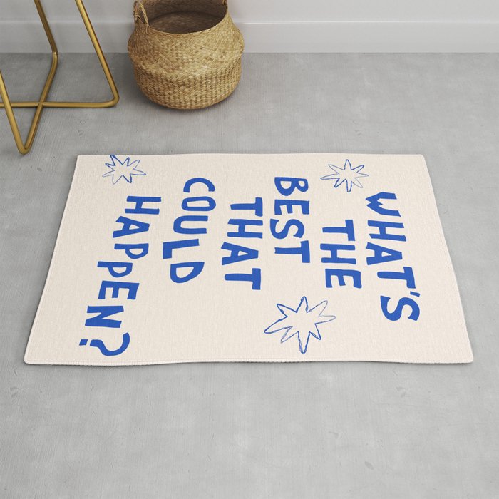 What's The Best That Could Happen in Blue and Linen White Rug Gallery Image 1