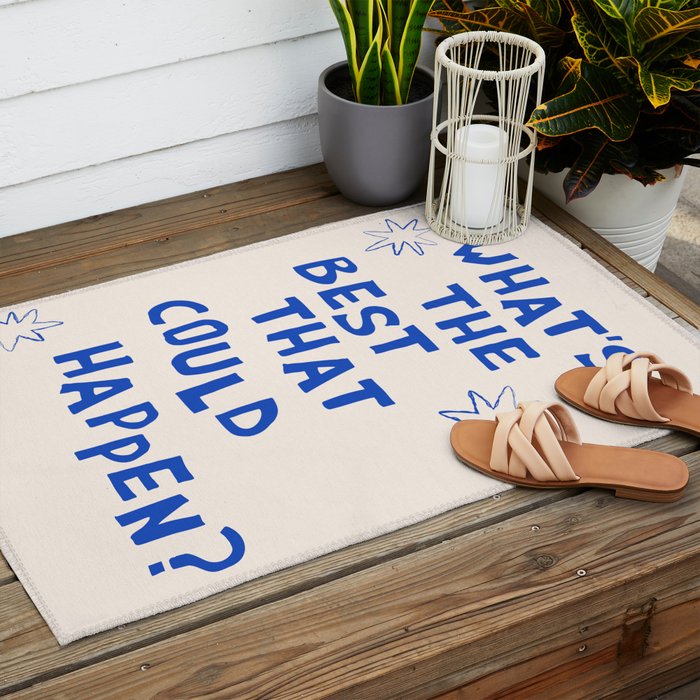 What's The Best That Could Happen in Blue and Linen White Outdoor Rug Gallery Image 2