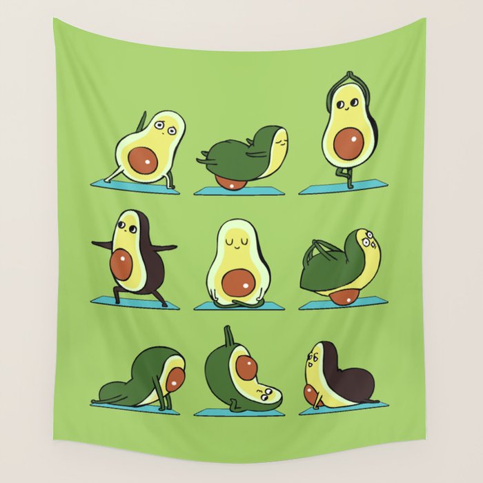 Avocado Yoga Wall Tapestry Gallery Image 1