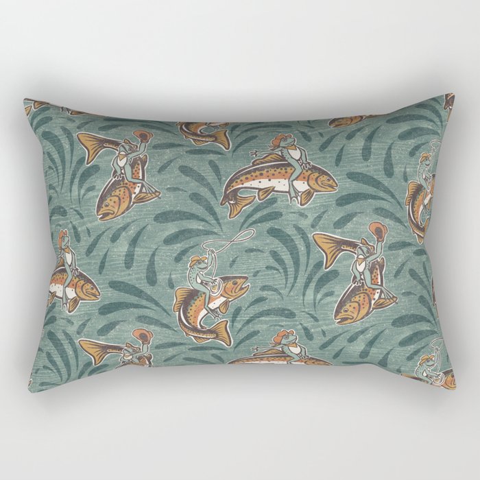 Rodeo Frogs - Green Rectangular Pillow Gallery Image 2