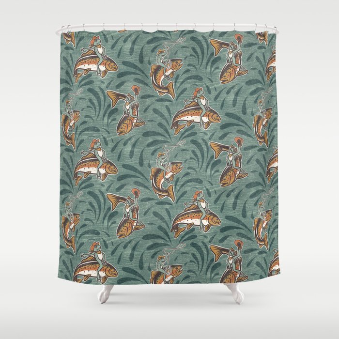Rodeo Frogs - Green Shower Curtain Gallery Image 1