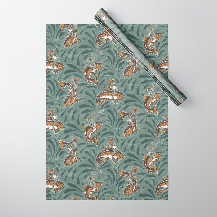 Rodeo Frogs - Green Wrapping Paper Gallery Image 1