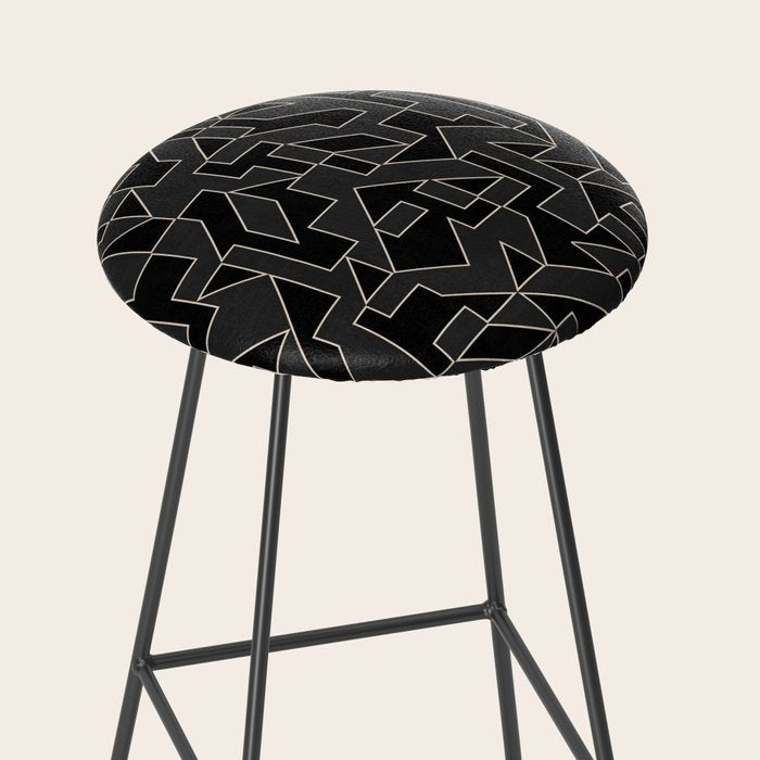 Black and White Geometric Abstract Artwork Stool Gallery Image 2